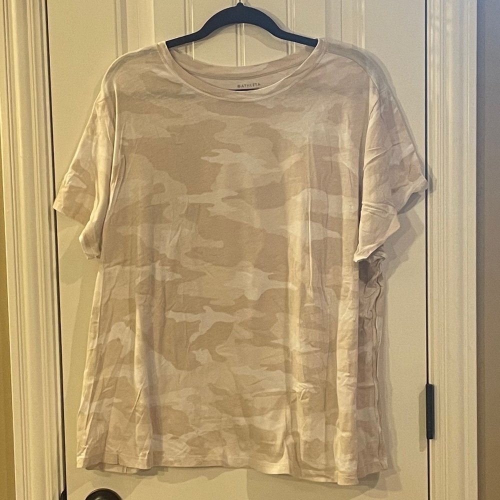 Athleta Organic Daily Crew Tee; Beige Camo; Plus Size 3X
